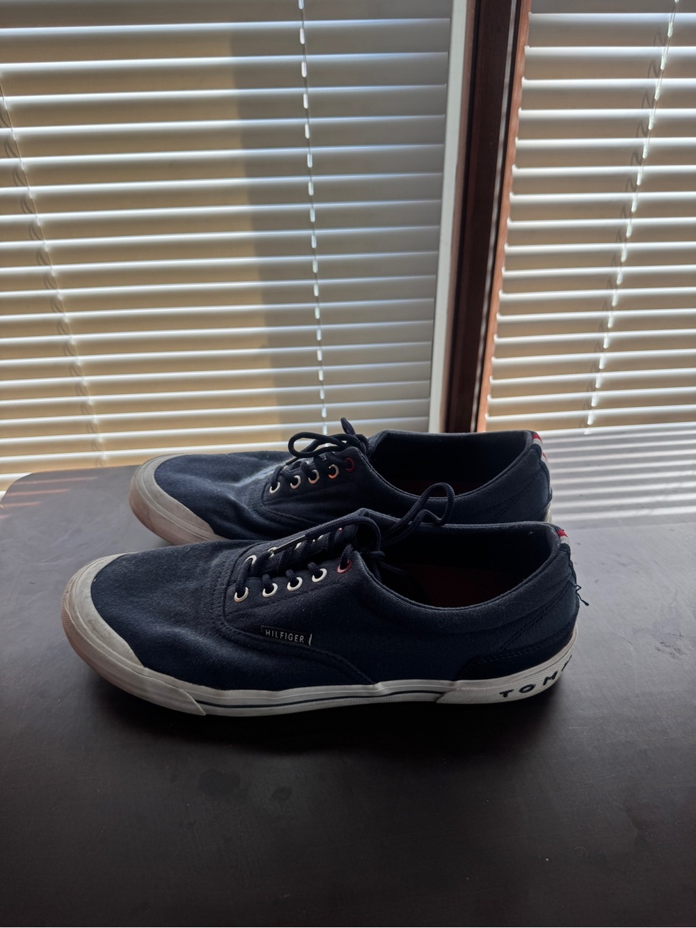 Tommy Hilfiger Navy Canvas Low-Top Sneakers with White Soles